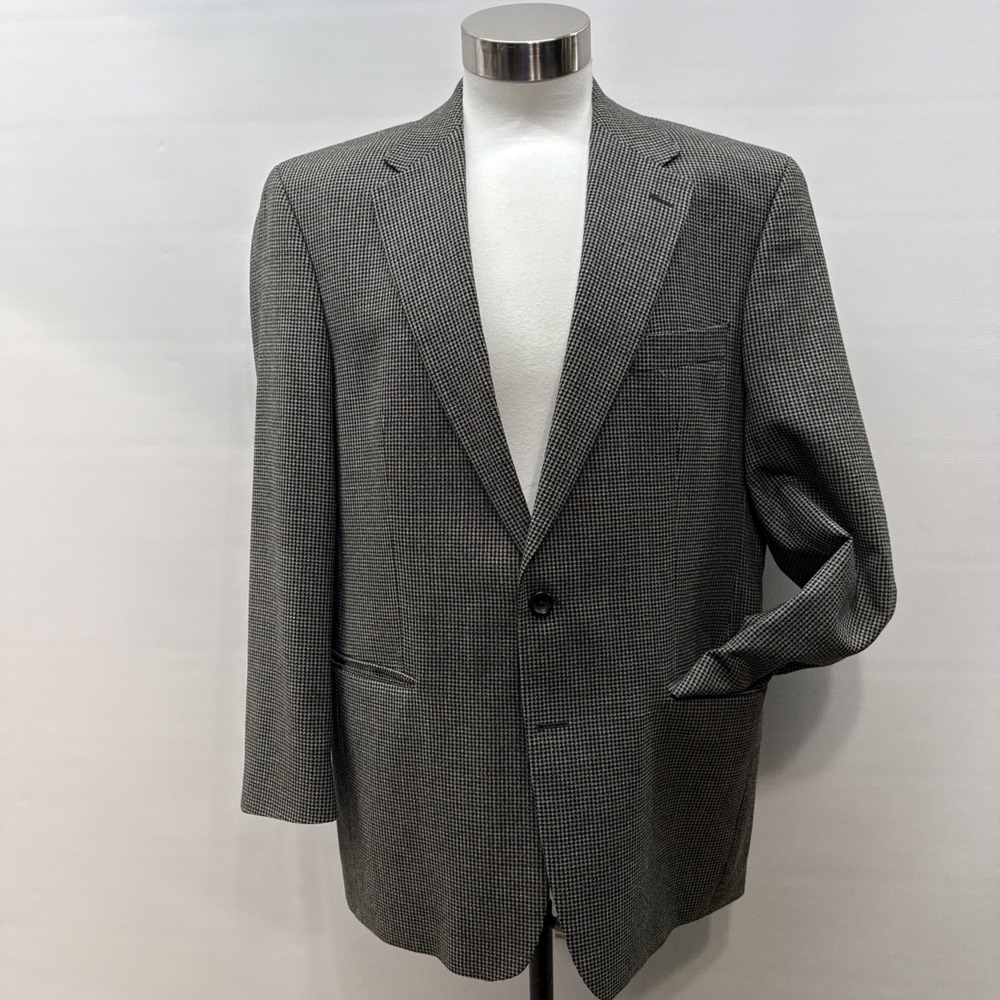 S COHEN performance mens gray nailhead WOOL sport coat suit jacket blazer 42R